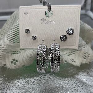 NWT Silver Hoop and Stud Earrings